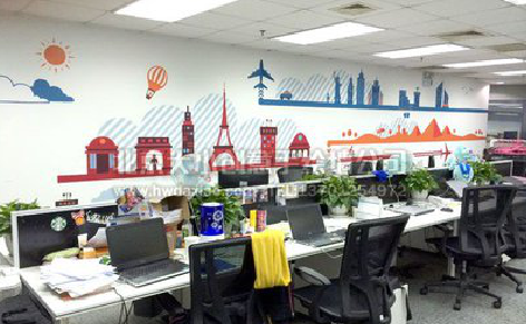 江华教你设计办公室墙绘的方法。